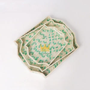 Plateau de service rectangulaire écologique en nacre, couleur personnalisée, décoratif, fait main, polyvalent, luxe simple, Vietnam - Product Image 4