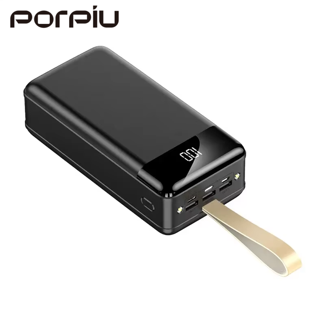 PORPIU Portable Ultra Slim Large Capacity 50000mAh Power Bank High Quality with LED Lights Digital Display Quick Charge Support