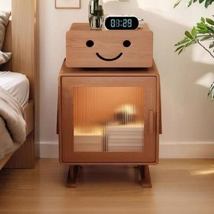 Table de chevet robot en bois massif avec éclairage LED pour armoire de rangement de chambre à coucher - Product Image 4