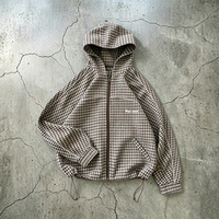 Sweat à capuche surdimensionné à fermeture éclair avec logo personnalisé, motif écossais vintage, en coton délavé, coupe-vent streetwear léger pour homme, OEM