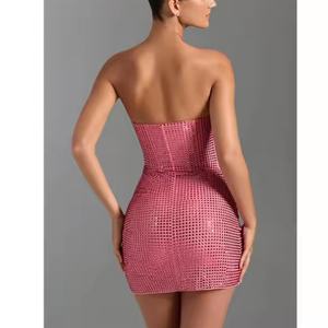 Nuevo Vestido de Lentejuelas de Otoño de Alta Calidad, Estilo Club Nocturno, Ajustado, Escote Profundo en V, Sin Tirantes, Mini Vestido para Mujer - Product Image 5