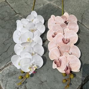BF-OD01 Fleurs d'orchidées artificielles Phalaenopsis blanches à toucher réel, <span class=keywords><strong>9</strong></span> têtes, tige unique, orchidées bleues, vente en gros - Product Image 3