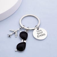 Europe et États-Unis Nouveau Live Your Dream Pilot Dream Porte-clés Avion Lunettes de soleil Porte-clés de voyage