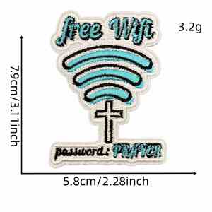 Patch thermocollant brodé par machine, motif Ours 'Choisis la joie', avec citations et mots anglais, thème 'Wifi' et 'Cartoon' vert Mondrian, pour la décoration de vêtements et sacs - Product Image 6