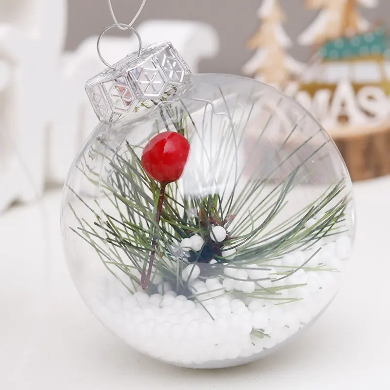 Caja de sublimación personalizada gigante extra grande de vidrio transparente, tramsfared transparente de plástico plano para bolas de Navidad y adornos de árbol
