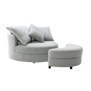 Swivel Home Light Grey Round Sofa With Storage <strong>Ottoman</strong> <strong>Barrel</strong> <strong>Chairs</strong> for Living Room Leisure Couch - Product Image 1