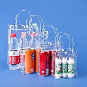 Sacola de compras para presente de plástico transparente com botão, sacola de compras para mulheres com logotipo personalizado à prova d'água barata por atacado - Product Image 2