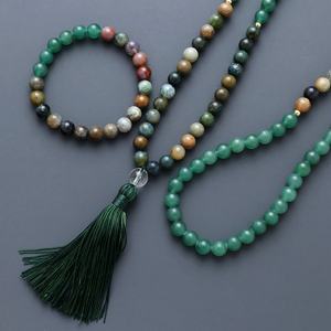 Al por mayor: Collares de cuentas de moda con cuentas de oración islámicas de 10mm, Tasbih, Rosario musulmán, de piedra natural, con separador, borla y colgante de piedra - Product Image 1