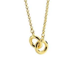 Collier double cercle en laiton plaqué or 18 carats pour femme, pendentif anneau métallique minimaliste, bijou tendance, accessoire quotidien - Product Image 1