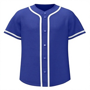 Camiseta de Béisbol Unisex con Nombre de Equipo Estampado, Manga Corta, Cierre de Botones, Azul Sólido, Transpirable, Poliéster, Talla Grande, Ropa Deportiva para Adultos - Product Image 1
