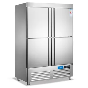 냉장 보관 4 도어 업라이트 딥 냉동고 스테인레스 상업용 냉장고 및 냉동고
