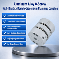 Accouplement à serrage à double diaphragme en alliage d'aluminium haute flexibilité, 8 vis, coupleur sans jeu pour machines CNC de précision