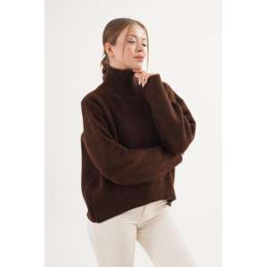 Pull en maille pour femme, col roulé mi-haut, épais, décontracté, manches longues, anti-boulochage - Product Image 2