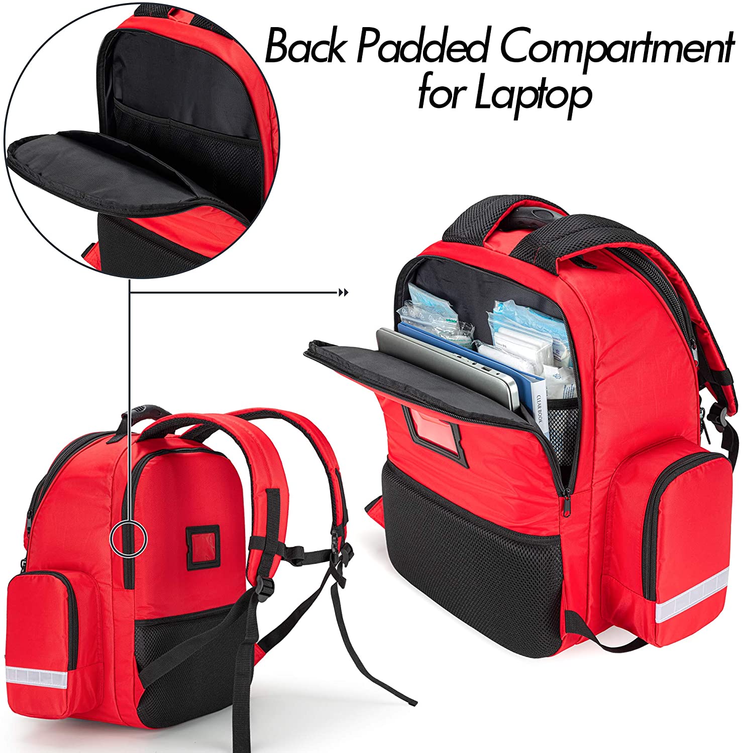 product-750-761.6790792146243 2021 First Aid Medical Emergency Kits Storage Backpack With Padded PE foam liner And Anti-slip Bottom Feet for an emergency