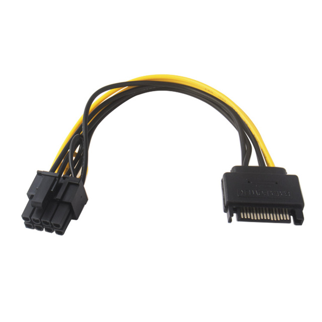 19CM Sata Power Cable Sata15 Pin to 8Pin(6+2)  PCI Express Graphics Video SATA Cable 15-pin to 8 Pin Cable
