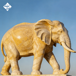 Sculpture d'éléphant marchant en <span class=keywords><strong>marbre</strong></span>, statue d'éléphant en pierre naturelle sculptée à la main, grande sculpture d'animal en pierre pour jardin extérieur - Product Image 2
