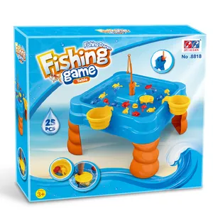 Juego clásico de captura, Juego de pesca, mesa de Juego de pesca de montaje de dibujos animados, juguete interactivo para interiores para niños, mesa de juguete de arena para playa