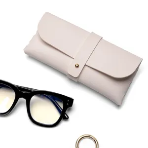 Simple Casual Portable Sunglasses Pouch Thickened soft leather glasses case nail buckle Outdoor INS Girls Glass Bag clutch bags