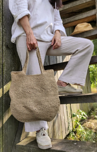 Borsa ecologica in juta all'uncinetto per donna cesto di iuta fatto a mano in vimini da spiaggia borsa estiva regalo per lei - Product Image 2