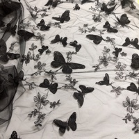 Mode papillon Brodé 3d Français Net Tulle Dentelle Tissu LT20518