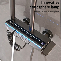 Robinet de douche pluie moderne de luxe finition chromée 4 fonctions design piano température de l'eau réglable pause pommeau de douche pluie douce