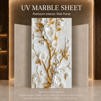 MORLENX Panneau mural décoratif en relief 3D à fleurs blanches, PVC UV imperméable, facile à nettoyer, pour l'intérieur du salon