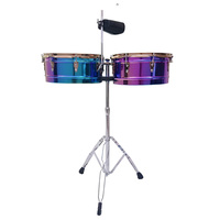 Timbal Drum Set 13" 14" Steel Timbales drums with Stand and Cowbell