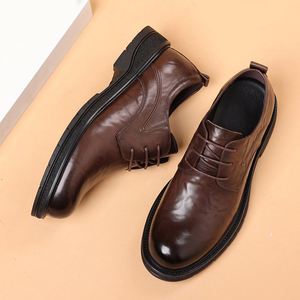 Zapatos de Cordones para Hombre de Cuero Genuino de Alta Calidad, Duraderos, de Piel de Vaca, Punta Redonda, Impermeables, Transpirables y Antideslizantes, Más Vendidos - Product Image 5