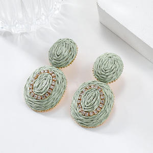 ต่างหูทอแฟชั่นวินเทจทอเพชรชุดจี้หลายสีสำหรับผู้หญิง1016 - Product Image 3