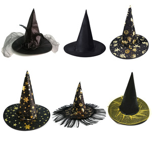 Cappello <span class=keywords><strong>da</strong></span> <span class=keywords><strong>strega</strong></span> nero, accessorio per costume <span class=keywords><strong>da</strong></span> festa di Halloween - Product Image 2