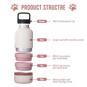 Botella de Agua para Mascotas con Recubrimiento en Polvo con Logotipo Everich, Tazones Desmontables para Perros, Acero Inoxidable Aislado, a Prueba de Fugas, Comedero de Viaje para Mascotas - Product Image 2