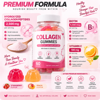 Gummies de Collagène Hydrolysé Peptides de Collagène Biotine Vitamine C Complément Cheveux Peau Ongles 2 Saveurs Variées Marque Privée Vente en Gros