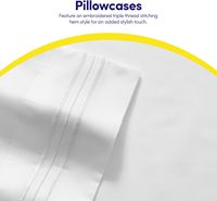 Ensemble de draps de lit en microfibre blanche 4 pièces, doux, avec bordure triple brodée, drap-housse, drap plat, 2 taies d'oreiller, couleur unie, literie