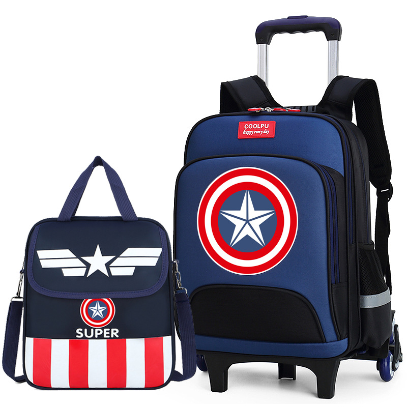 6-wheel dark blue large tutor bag