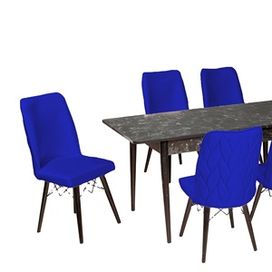 Juego de Mesa de Comedor Extensible Vanilla, Superventas, 6 Sillas Redondas, Moderno y Lujoso, Tablero de Aglomerado, Cubierta de Vidrio Templado, Hecho a Mano - Product Image 1