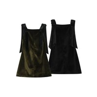 MYST & ZA vêtements pour femmes 2024 automne et hiver nouvelle mode rétro velours nœud décoration col droit robe courte 9057777
