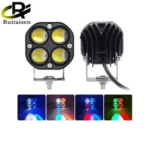 Lampu Sorot persegi 3 inci 40W RGB warna-warni lampu sorot putih kuning untuk lampu kerja truk Pickup otomatis sepeda motor 4x4 4WD