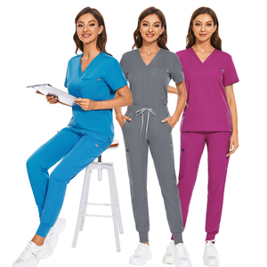 2025 superventas logotipo personalizado elástico estambre uniforme de enfermera médico conjuntos llegadas uniformes de Hospital uniformes al por mayor - Product Image 4