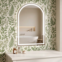 Miroir de vanité LED moderne en forme d'arche, 3 températures de couleur, intensité réglable, anti-buée, design pour la décoration intérieure, idéal pour les salles de bain d'hôtel
