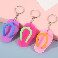 Fastory Wholesale Mini PVC Soft Rubber Flip Flops Slipper Keychain Popular Sandals Shoe Keyring Charms for Gifts