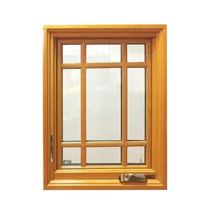 OEM Top Quality Wooden House Window Design Sound Proof Timber And Aluminum Crank Open Casement Window