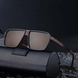 Nouvelles lunettes de soleil rétro à double pont pour hommes, monture en plastique noir et métal, polarisées UV400, anti-éblouissement, style conduite - Product Image 3