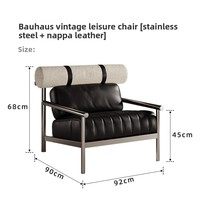 Fauteuil individuel vintage Wabi-Sabi, design créatif en acier inoxydable, style Bauhaus, mobilier de loisirs antique pour hôtel