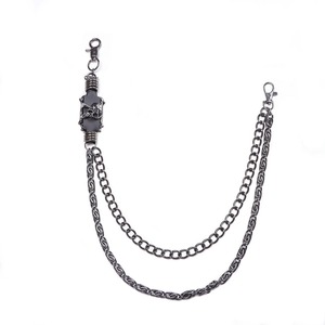 yuelyueli Genuine Leather <b>Skull</b> Waist Chain Zinc Alloy Double <b>Ring</b> Unisex Hip Hop Casual Fashion Body Chain - Product Image 4
