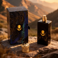 Flacon de parfum noir mat avec bouchon couronne 30ml 50ml 100ml, flacon de parfum vide en verre avec pulvérisateur à sertir et emballage avec logo en feuille d'or