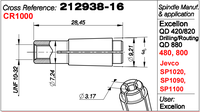 Collet CR2000/CR1000 para Husillo Excellon 420/480/820/880 para Fresadora