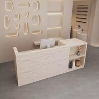Comptoir de réception simple et durable en bois anti-collision, idéal pour les magasins de vêtements tendance, les salons de yoga, les salons de beauté et les caisses.
