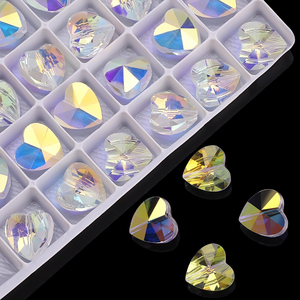 Zhubi, colgante en forma de corazón de 14MM, cuentas de cristal con agujero Central, cuentas de corazón de amor de cristal brillante para fabricación de joyería, abalorios de moda DIY - Product Image 3