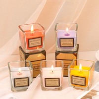 Bougies Parfumées Créatives pour Décoration de Noël, en Verre Carré, Huile Essentielle, Diffuseur d'Arômes