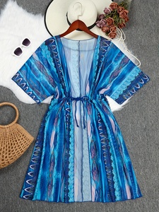 Maillot de bain une pièce personnalisé à imprimé sexy, maillot de bain sarong à manches courtes pour femmes imposantes, maillot de bain à nouer sur le devant, nouvelle collection 2025 - Product Image 2